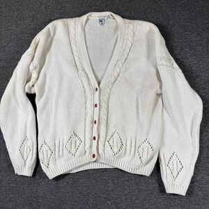 Vintage‎ 90s Cardigan Sweater Womens Large L Ivory
